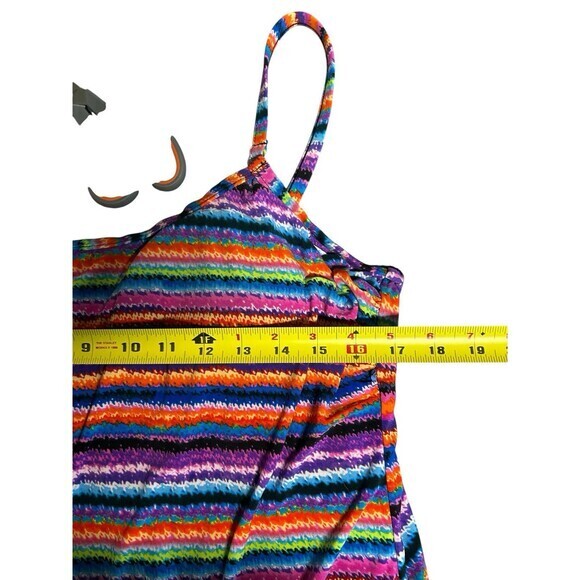Trimshaper Womens Striped Swim Dress Plus Size 14 Vacation Getaway Coastal Chic - Picture 5 of 7